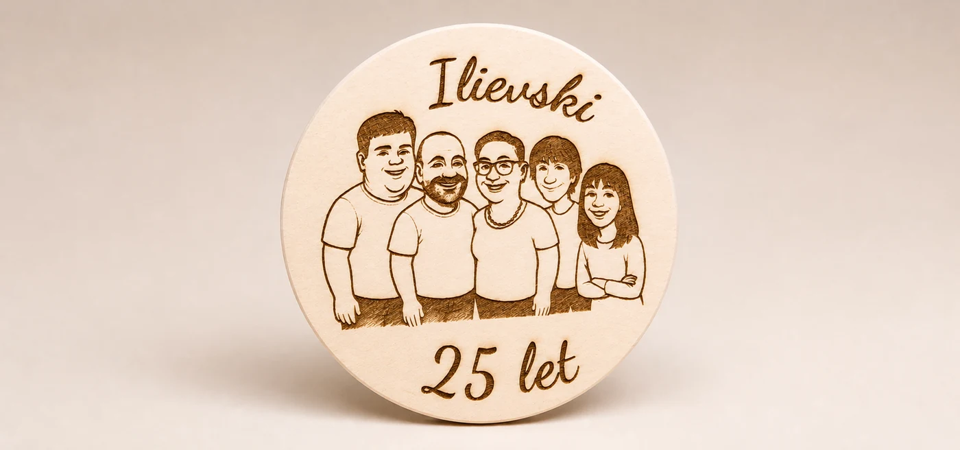 Lesena ploščica za 25-letnico – dejanski izdelani izdelek
