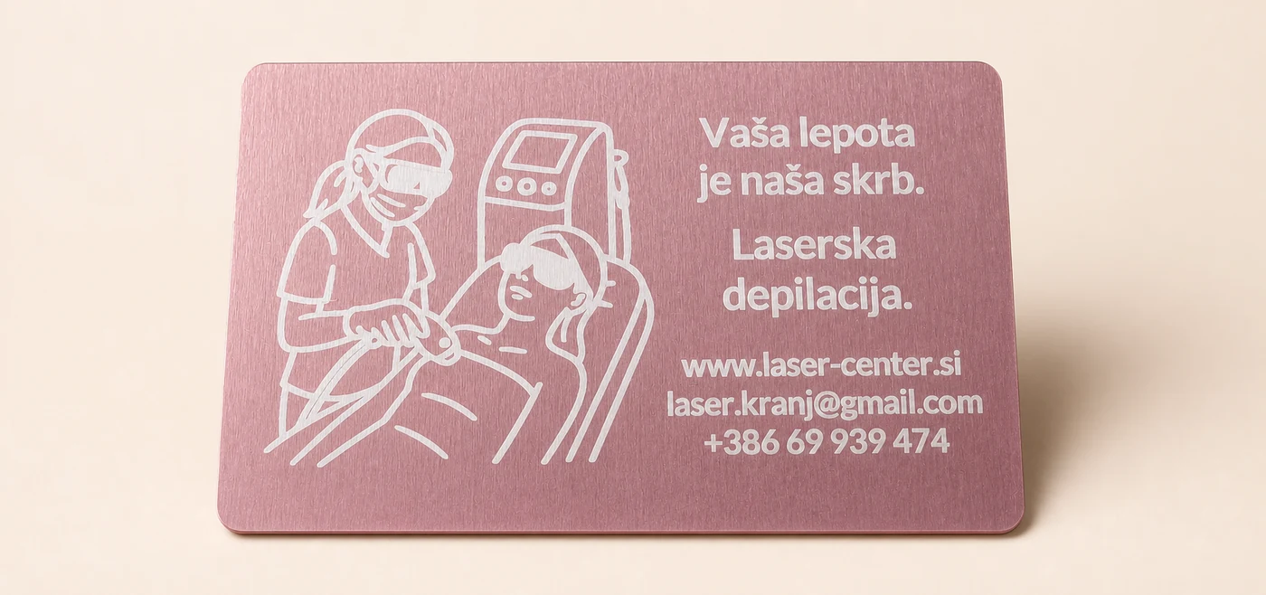 Rožnata aluminijasta vizitka – pogled 3